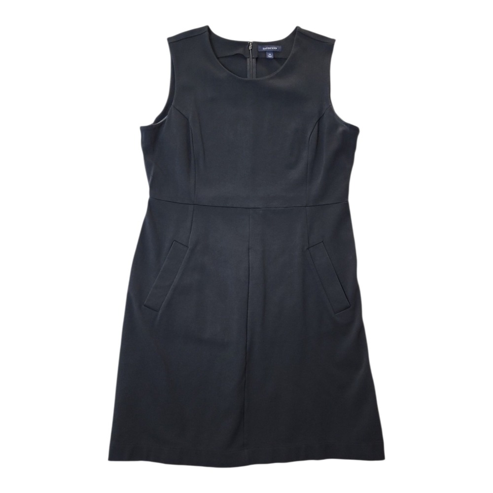 Lands End Dress Womens Size 14 Black Pockets Sleeveless Classic LBD Minimalist‎